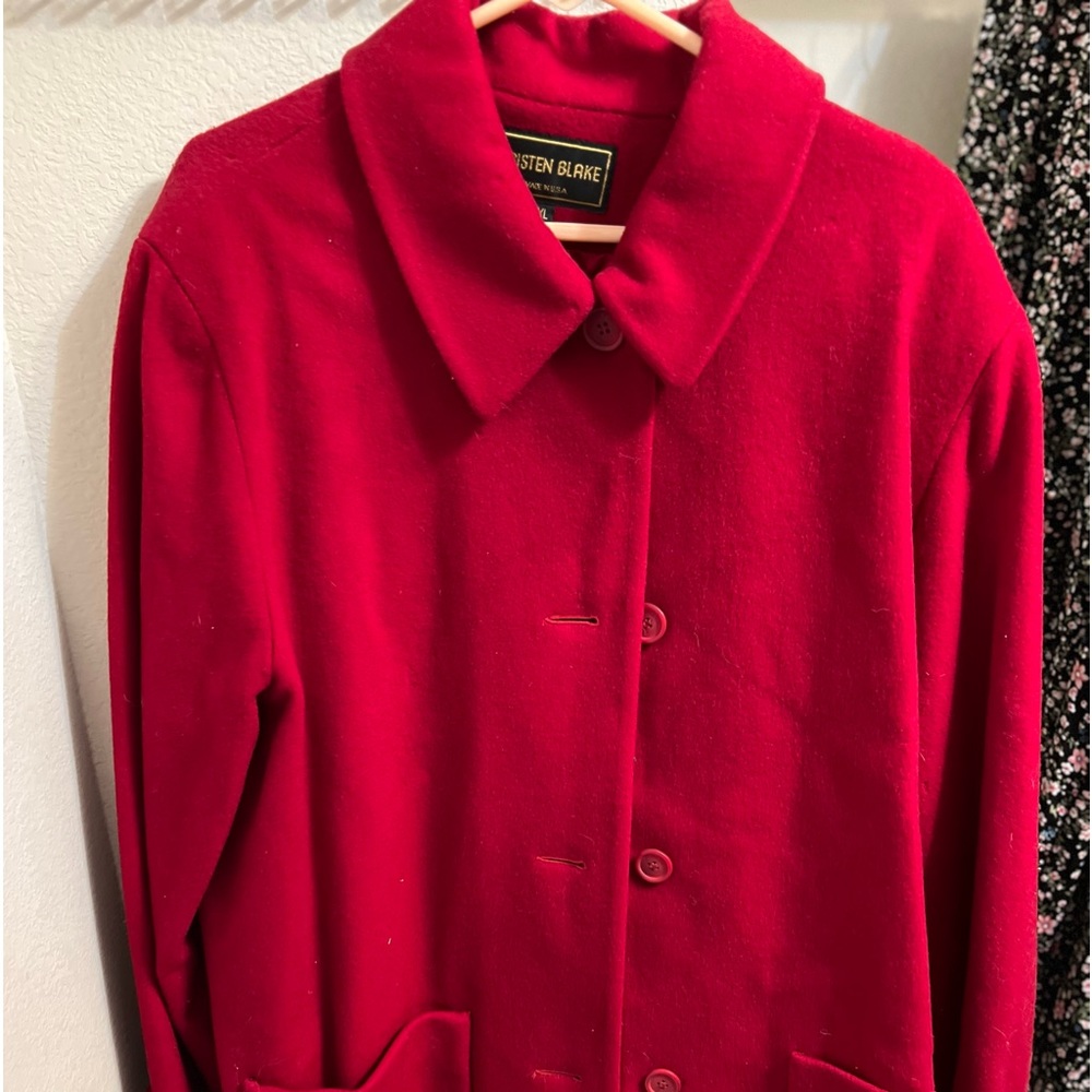 Red wool peacoat